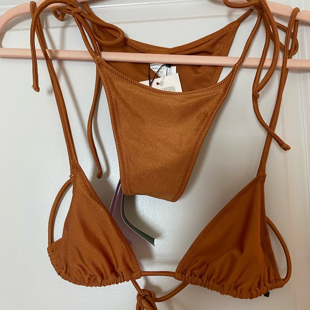 Tropic of C Copper Tie-String Bikini Set Small Top, Medium Bottom